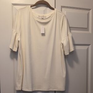 LOFT Women's Short Sleeve Cream Velvet Tee